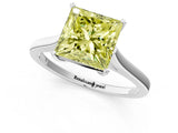 White gold Fancy Yellow Princess  Solitaire Heart Prong Engagement Ring with Tapered Band_106