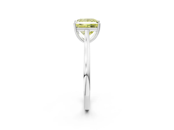 White gold Fancy Yellow Princess  Solitaire Heart Prong Engagement Ring with Tapered Band