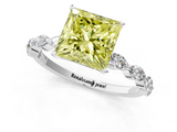 White gold Fancy Yellow Princess  Solitaire Marquise Side Stone Prong Setting Ring_1
