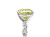 White gold Fancy Yellow Princess  Solitaire Marquise Side Stone Prong Setting Ring_5