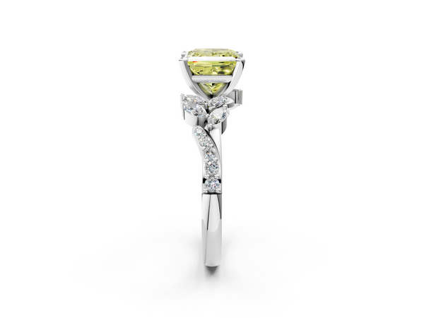 Platinum Fancy Yellow Princess  Solitaire Marquise Twist Band with Six-Prong Setting