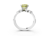 White gold Fancy Yellow Princess  Solitaire Marquise Twist Band with Six-Prong Setting_3