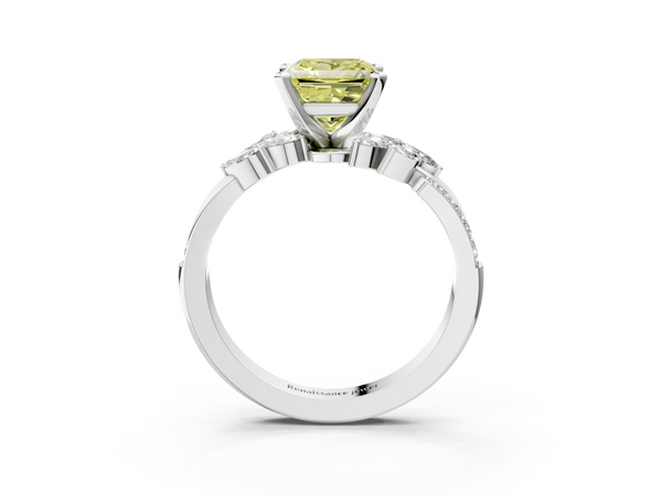 Platinum Fancy Yellow Princess  Solitaire Marquise Twist Band with Six-Prong Setting