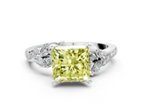 White gold Fancy Yellow Princess  Solitaire Marquise Twist Band with Six-Prong Setting