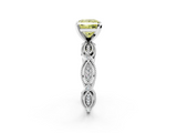 White gold Fancy Yellow Princess  Solitaire Milgrain Diamond Engagement Ring with Bezel and Marquise Band_2