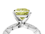White gold Fancy Yellow Princess  Solitaire Milgrain Diamond Engagement Ring with Bezel and Marquise Band_4