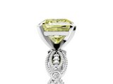 White gold Fancy Yellow Princess  Solitaire Milgrain Diamond Engagement Ring with Bezel and Marquise Band_5
