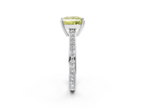 White gold Fancy Yellow Princess  Solitaire Pavé Band Prong Setting Ring_2