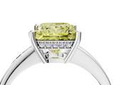White gold Fancy Yellow Princess  Solitaire Pavé Band Prong Setting Ring_4