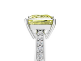 White gold Fancy Yellow Princess  Solitaire Pavé Band Prong Setting Ring_5