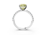White gold Fancy Yellow Princess  Solitaire Pavé Band with Four-Prong Setting_3