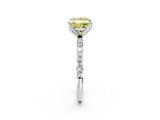 White gold Fancy Yellow Princess  Solitaire Pavé Diamond Engagement Ring with Four-Prong Setting_14