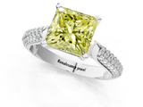 White gold Fancy Yellow Princess  Solitaire Pavé Diamond Engagement Ring with Four-Prong Setting_1