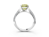 White gold Fancy Yellow Princess  Solitaire Pavé Diamond Engagement Ring with Four-Prong Setting_3