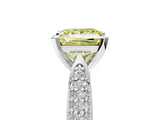 White gold Fancy Yellow Princess  Solitaire Pavé Diamond Engagement Ring with Four-Prong Setting_5