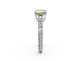 White gold Fancy Yellow Princess  Solitaire Pavé Diamond Milgrain Engagement Ring with Four-Prong Setting_2