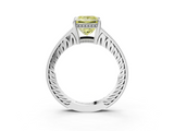 White gold Fancy Yellow Princess  Solitaire Pavé Diamond Milgrain Engagement Ring with Four-Prong Setting_3