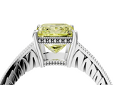 White gold Fancy Yellow Princess  Solitaire Pavé Diamond Milgrain Engagement Ring with Four-Prong Setting_4