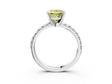 White gold Fancy Yellow Princess  Solitaire Pave Diamond Engagement Ring with Four-Prong Setting_3
