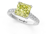 White gold Fancy Yellow Princess  Solitaire Pave Diamond Engagement Ring with Prong Setting_1