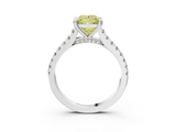 White gold Fancy Yellow Princess  Solitaire Pave Diamond Engagement Ring with Prong Setting_3
