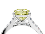 White gold Fancy Yellow Princess  Solitaire Pave Diamond Engagement Ring with Prong Setting_4