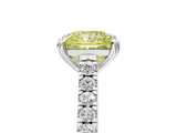 White gold Fancy Yellow Princess  Solitaire Pave Diamond Engagement Ring with Prong Setting_5