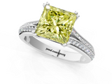 White gold Fancy Yellow Princess  Solitaire Pave Split Shank Engagement Ring with Six-Prong Setting_1