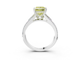 White gold Fancy Yellow Princess  Solitaire Pave Split Shank Engagement Ring with Six-Prong Setting_3