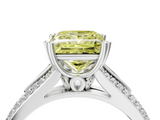 White gold Fancy Yellow Princess  Solitaire Pave Split Shank Engagement Ring with Six-Prong Setting_4