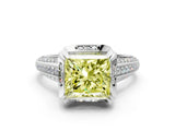 White gold Fancy Yellow Princess  Solitaire Pave Split Shank Ring with Four-Prong Setting_105