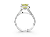 White gold Fancy Yellow Princess  Solitaire Pave Split Shank Ring with Four-Prong Setting_108