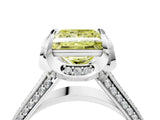 White gold Fancy Yellow Princess  Solitaire Pave Split Shank Ring with Four-Prong Setting_109