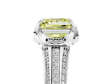 White gold Fancy Yellow Princess  Solitaire Pave Split Shank Ring with Four-Prong Setting_110