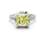 White gold Fancy Yellow Princess  Solitaire Pave Split Shank Ring with Four-Prong Setting_117