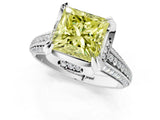 White gold Fancy Yellow Princess  Solitaire Pave Split Shank Ring with Four-Prong Setting_118