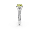 White gold Fancy Yellow Princess  Solitaire Pave Split Shank Ring with Four-Prong Setting_119
