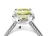 White gold Fancy Yellow Princess  Solitaire Pave Split Shank Ring with Four-Prong Setting_121