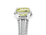 White gold Fancy Yellow Princess  Solitaire Pave Split Shank Ring with Four-Prong Setting_121