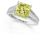 White gold Fancy Yellow Princess  Solitaire Split Shank Pavé Diamond Engagement Ring_1