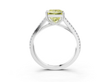 White gold Fancy Yellow Princess  Solitaire Split Shank Pavé Diamond Engagement Ring_3