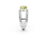 White gold Fancy Yellow Princess  Solitaire Split Shank Pave Diamond Ring_30