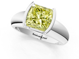 White gold Fancy Yellow Princess  Solitaire Tension Set Diamond Ring with Wide Band_1