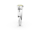 White gold Fancy Yellow Princess  Solitaire Tension Set Diamond Ring with Wide Band_2