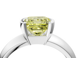 White gold Fancy Yellow Princess  Solitaire Tension Set Diamond Ring with Wide Band_4
