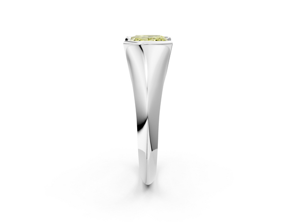 White gold Fancy Yellow Princess  Solitaire Tension Set Diamond Ring