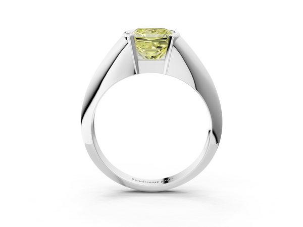 White gold Fancy Yellow Princess  Solitaire Tension Set Diamond Ring