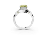 White gold Fancy Yellow Princess  Solitaire Twist Band Pavé Diamond Engagement Ring_54