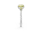 White gold Fancy Yellow Princess  Solitaire Twist Band Ring with Four-Prong Setting_139