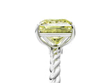White gold Fancy Yellow Princess  Solitaire Twist Band Ring with Four-Prong Setting_141